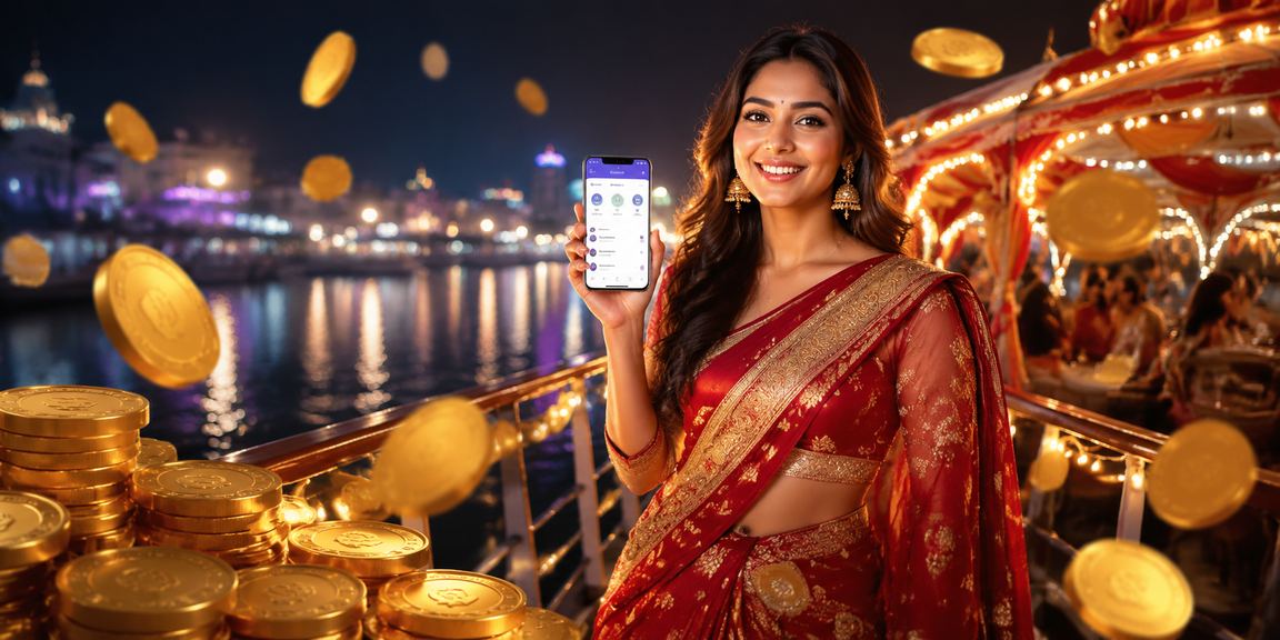 Mobile payment in traditional Indian attire highlighting UPI transactions